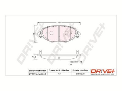 DP1010100772 Dr!ve+ Комплект тормозных колодок, дисковый тормоз