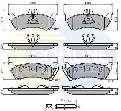 CBP31148 COMLINE Комплект тормозных колодок, дисковый тормоз