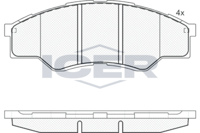 181824 ICER Комплект тормозных колодок, дисковый тормоз