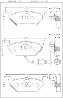 KD7726 ASIMCO Комплект тормозных колодок, дисковый тормоз