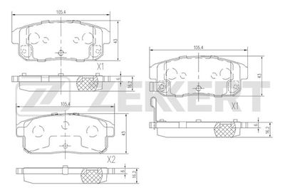 BS1827 ZEKKERT Комплект тормозных колодок, дисковый тормоз