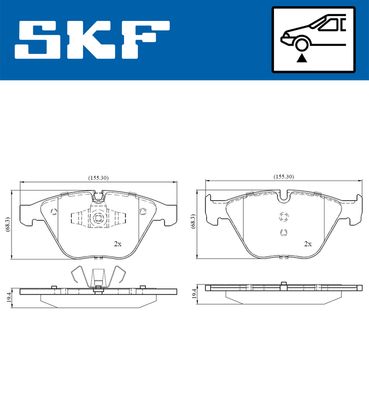 VKBP80159 SKF Комплект тормозных колодок, дисковый тормоз