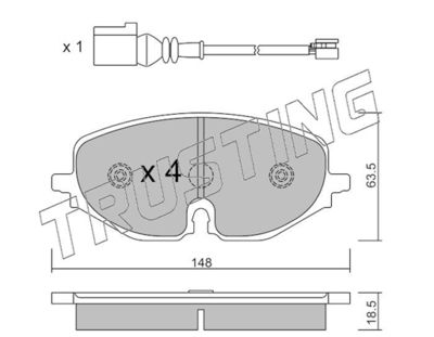 12800 TRUSTING Комплект тормозных колодок, дисковый тормоз