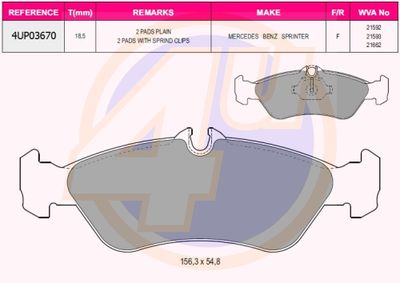 4UP03670 4u Комплект тормозных колодок, дисковый тормоз