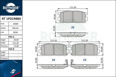 RT1PD19880 ROTINGER Комплект тормозных колодок, дисковый тормоз