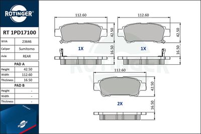 RT1PD17100 ROTINGER Комплект тормозных колодок, дисковый тормоз