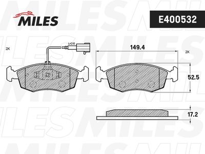 E400532 MILES Комплект тормозных колодок, дисковый тормоз