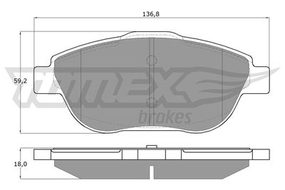 TX1625 TOMEX Brakes Комплект тормозных колодок, дисковый тормоз