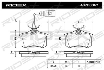 402B0067 RIDEX Комплект тормозных колодок, дисковый тормоз