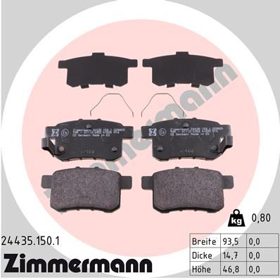 244351501 ZIMMERMANN Комплект тормозных колодок, дисковый тормоз