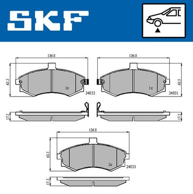 VKBP80591A SKF Комплект тормозных колодок, дисковый тормоз