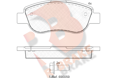 RB1883 R BRAKE Комплект тормозных колодок, дисковый тормоз