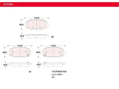 KD7294 ASIMCO Комплект тормозных колодок, дисковый тормоз