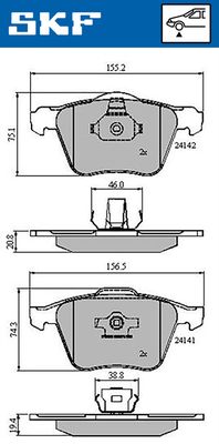 VKBP80455 SKF Комплект тормозных колодок, дисковый тормоз