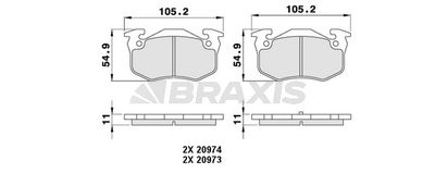 AA0049 BRAXIS Комплект тормозных колодок, дисковый тормоз