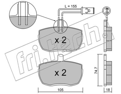 0181 fri.tech. Комплект тормозных колодок, дисковый тормоз