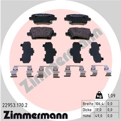 229531702 ZIMMERMANN Комплект тормозных колодок, дисковый тормоз