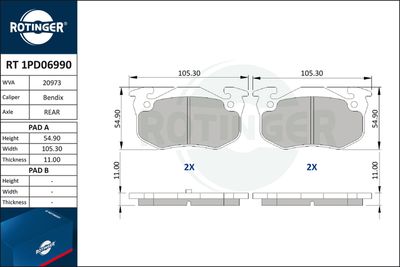 RT1PD06990 ROTINGER Комплект тормозных колодок, дисковый тормоз