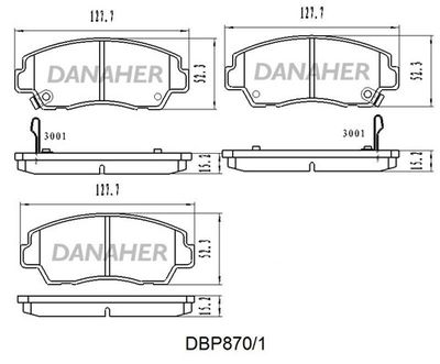 DBP8701 DANAHER Комплект тормозных колодок, дисковый тормоз