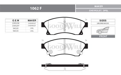 1062F GOODWILL Комплект тормозных колодок, дисковый тормоз