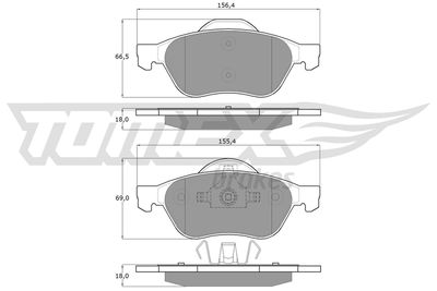 TX1471 TOMEX Brakes Комплект тормозных колодок, дисковый тормоз