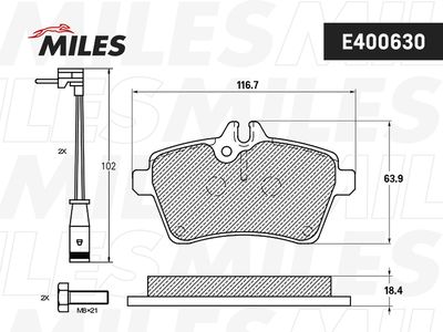 E400630 MILES Комплект тормозных колодок, дисковый тормоз