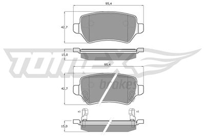 TX1297 TOMEX Brakes Комплект тормозных колодок, дисковый тормоз