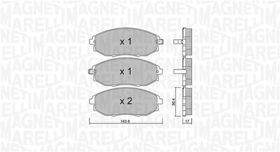 363916061057 MAGNETI MARELLI Комплект тормозных колодок, дисковый тормоз