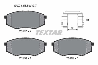 2518701 TEXTAR Комплект тормозных колодок, дисковый тормоз