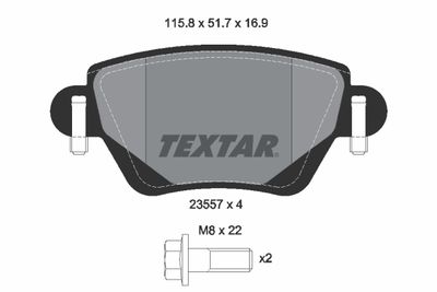 2355702 TEXTAR Комплект тормозных колодок, дисковый тормоз