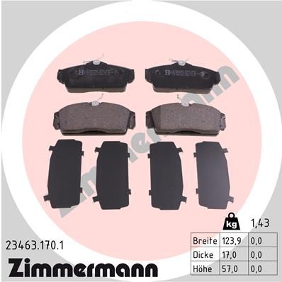 234631701 ZIMMERMANN Комплект тормозных колодок, дисковый тормоз