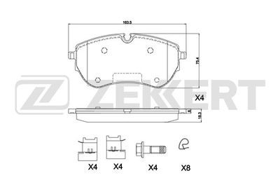 BS1307 ZEKKERT Комплект тормозных колодок, дисковый тормоз