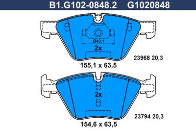 B1G10208482 GALFER Комплект тормозных колодок, дисковый тормоз