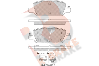 RB2412 R BRAKE Комплект тормозных колодок, дисковый тормоз