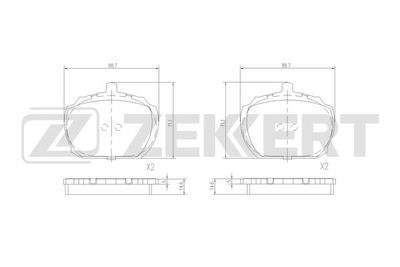 BS2964 ZEKKERT Комплект тормозных колодок, дисковый тормоз