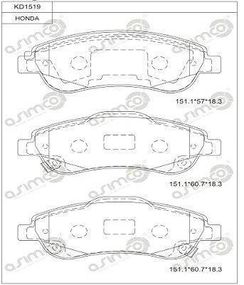 KD1519 ASIMCO Комплект тормозных колодок, дисковый тормоз