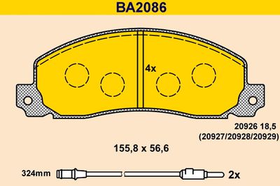 BA2086 BARUM Комплект тормозных колодок, дисковый тормоз