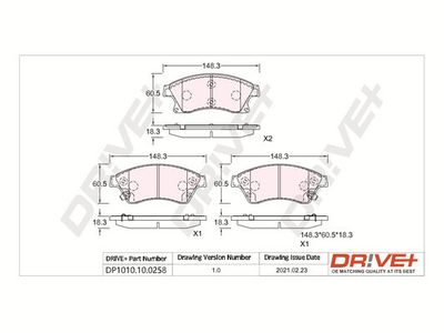 DP1010100258 Dr!ve+ Комплект тормозных колодок, дисковый тормоз