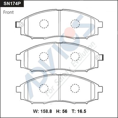 SN174P ADVICS Комплект тормозных колодок, дисковый тормоз