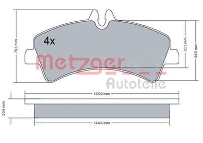 1170543 METZGER Комплект тормозных колодок, дисковый тормоз