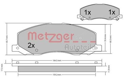 1170468 METZGER Комплект тормозных колодок, дисковый тормоз