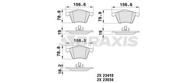 AA0485 BRAXIS Комплект тормозных колодок, дисковый тормоз