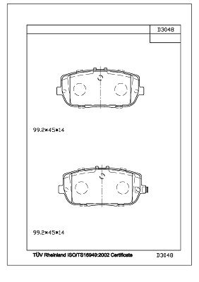 KD3048 ASIMCO Комплект тормозных колодок, дисковый тормоз