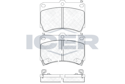 180970 ICER Комплект тормозных колодок, дисковый тормоз