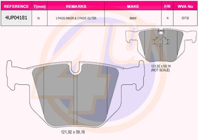 4UP04181 4u Комплект тормозных колодок, дисковый тормоз