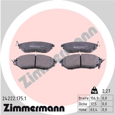 242221751 ZIMMERMANN Комплект тормозных колодок, дисковый тормоз