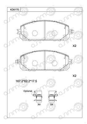 KD6175 ASIMCO Комплект тормозных колодок, дисковый тормоз