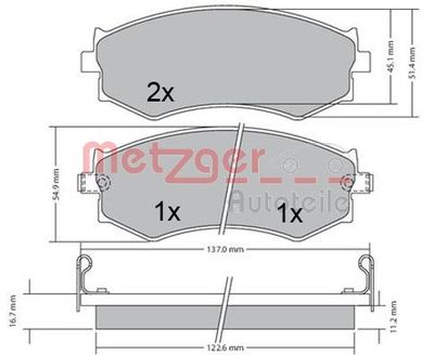 1170603 METZGER Комплект тормозных колодок, дисковый тормоз