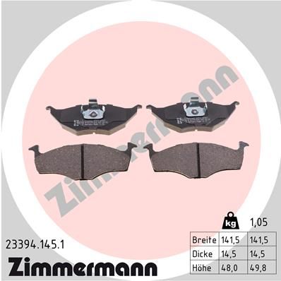 233941451 ZIMMERMANN Комплект тормозных колодок, дисковый тормоз