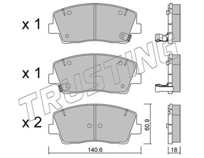 11690 TRUSTING Комплект тормозных колодок, дисковый тормоз